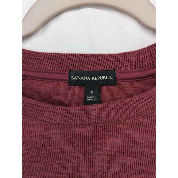 Banana Republic Double Knit Shirt S Burgundy Red Crewneck Layering Classic Tee - Picture 5 of 10